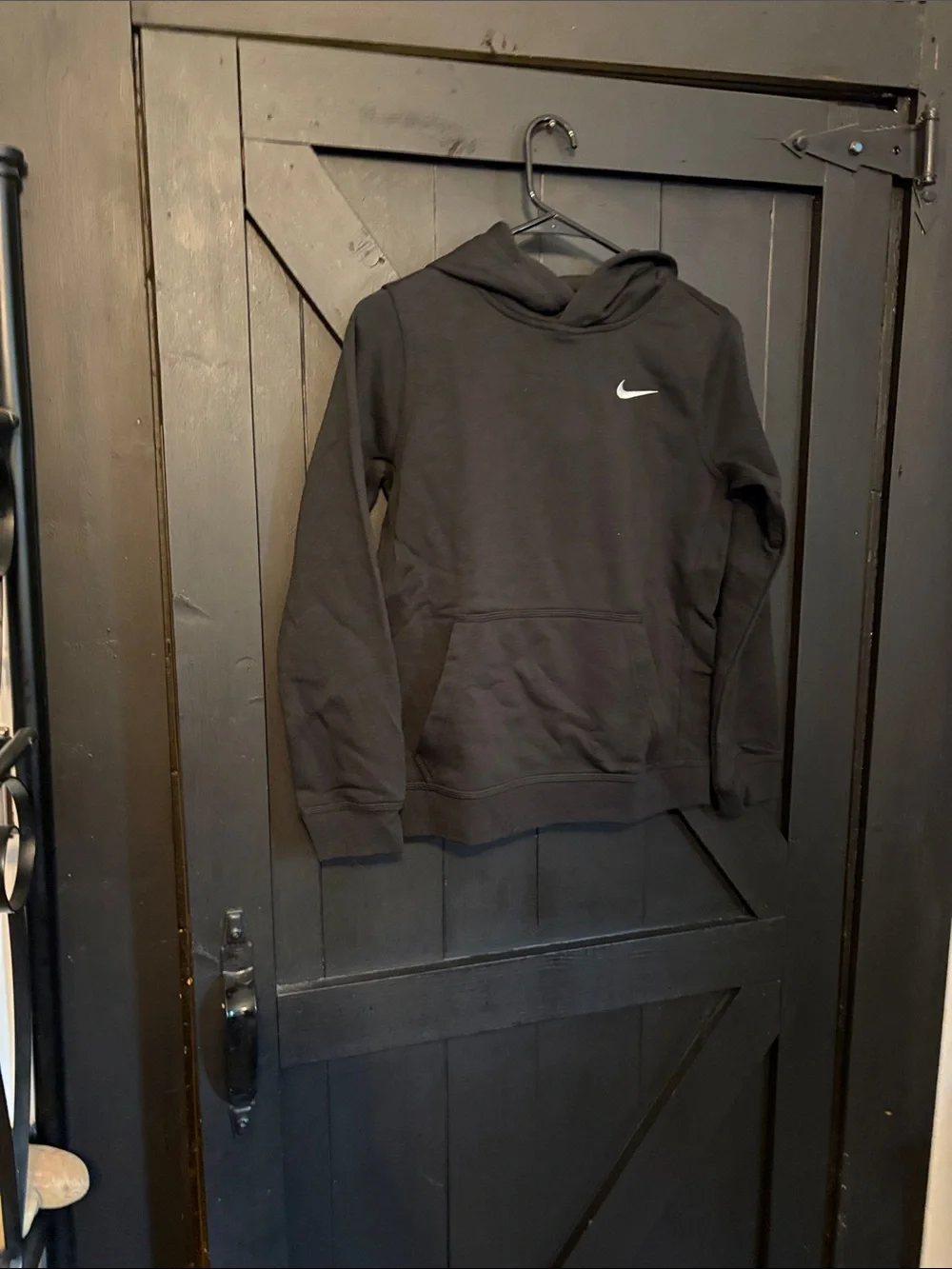 Nike Kids Black Pullover Hoodie with White Swoosh